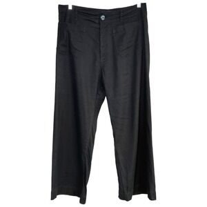 Anthropologie Maeve The Colette Cropped Wide-Leg Linen Blend Pants Black Size 32